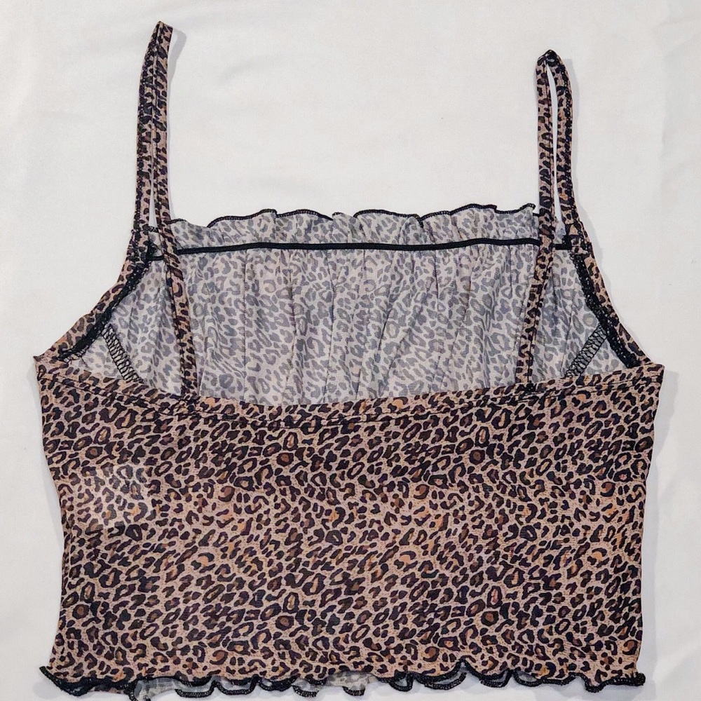 Leopard Crinkled Frill Trim Cami Top - Picture 8 of 8